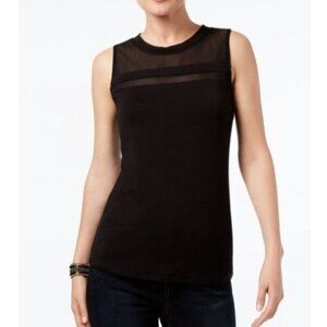 INC International Concepts Sleeveless Top Sheer Mesh Womens Medium Black New